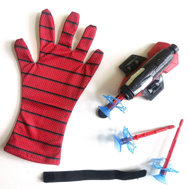Halloween Superhero Figure Toy Kids Plastic Cosplay Glove Launcher Prop Set Hero Launcher Wrist Toy Set Funny Toys Boy Gift