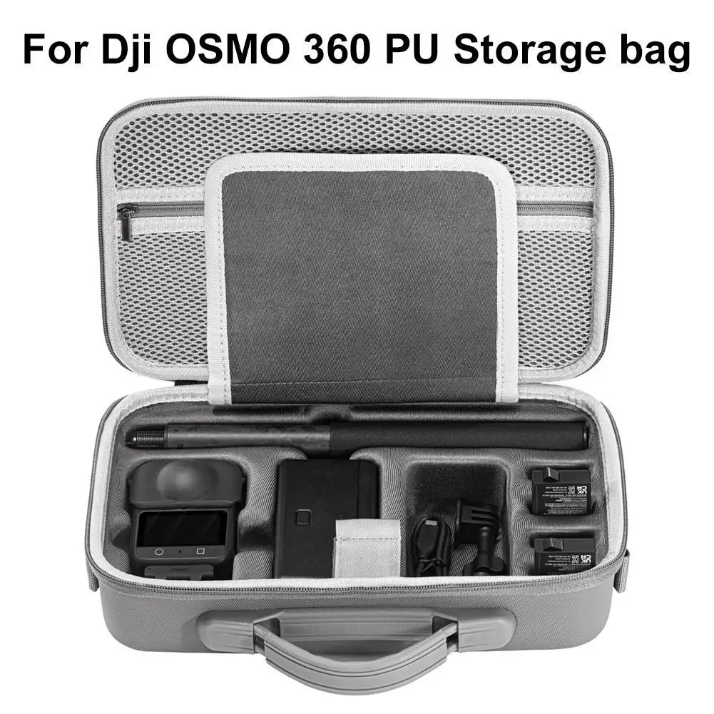 حقيبة حمل جلدية محمولة من البولي يوريثان لملحقات dji Osmo 360 حقيبة سفر مع حزام كتف مقاوم للماء ومقاوم للرطوبة Sto H0M1 #5