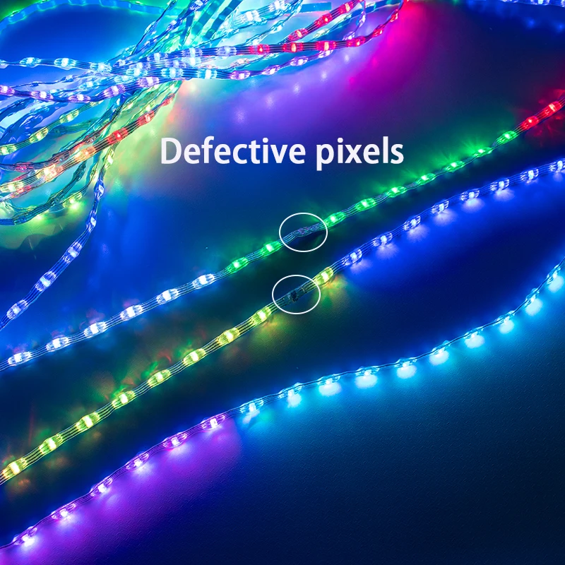 DC12V 4pin 2cm Pitch WS2818 LED Pebble Pixel String Light RGB adressierbar IP67 Clear Wire Backup Data Resume from Break-Point