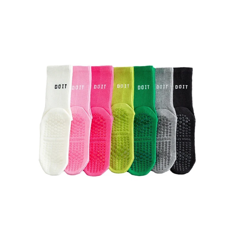 3 Paar Baumwoll-Yoga-Socken für Damen, einfarbig, professionell, rutschfest, für Pilates, Tanz, Fitnessstudio, Sport, atmungsaktiv, Fitness-Bodensocken