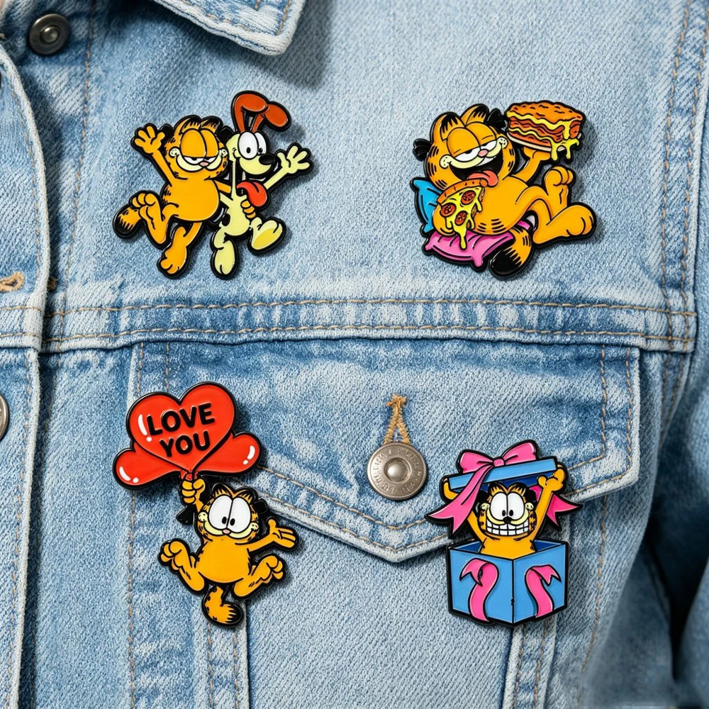 4 Stück Niedliche Orange Katzen-Anime-Broschen, Lustige Anstecknadeln für Rucksack, Jacke, Kleidung, Dekoration, Geschenk – Detail 7
