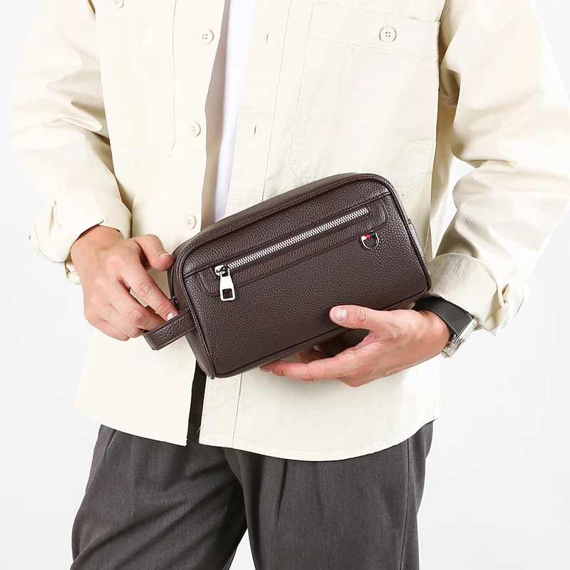 Hohe Qualität Weiches Leder Männer Taschen Mode Business Clutch Tasche Casual Reise handtasche Telefon Geldbörse Designer für Männliche Geburtstag Geschenk – Detail 8