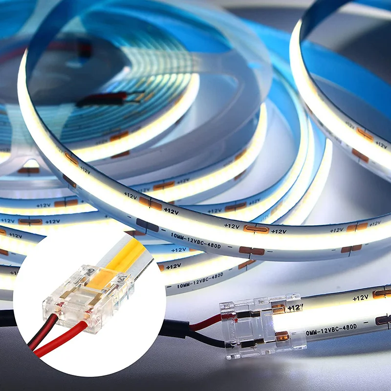 COB Mini Led Light Strip Wire Connectors 2 3 4 Pin Connection Solderless FCOB RGB CCT 5 8 10mm LED Strip To Strip Wire Connector