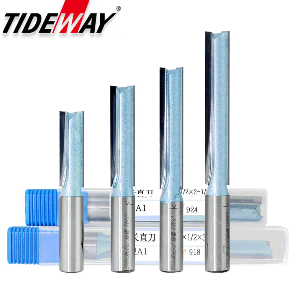 Imagem -03 - Tideway-carbide Liga Fresa Cortador Reta Router Bit Woodworking Corte Folhosa Madeira Compensada Mdf Flautas Polegadas