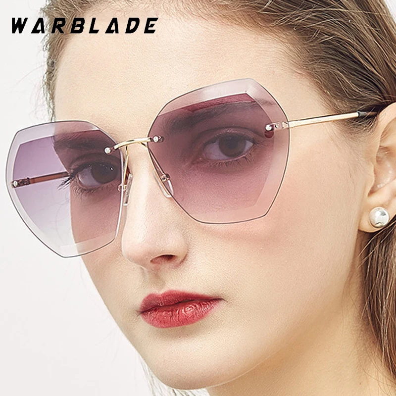 

Retro Polygon Rimless Luxury Metal Leg Trendy Brand Design Sunglass For Women Men Punk Outdoor Drive Summer Travel Eyewear UV400
