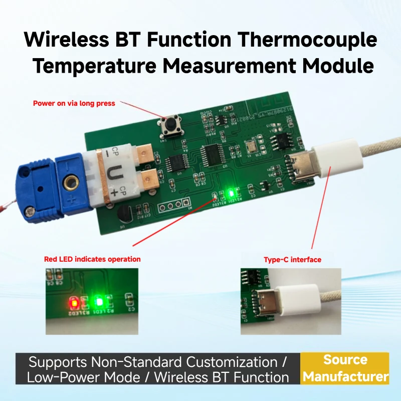 Plug-and-Play thermokoppel temperatuurmetingsmodule Instrument Real-time monitoring Draadloze BT-functie OEM ODM ondersteund