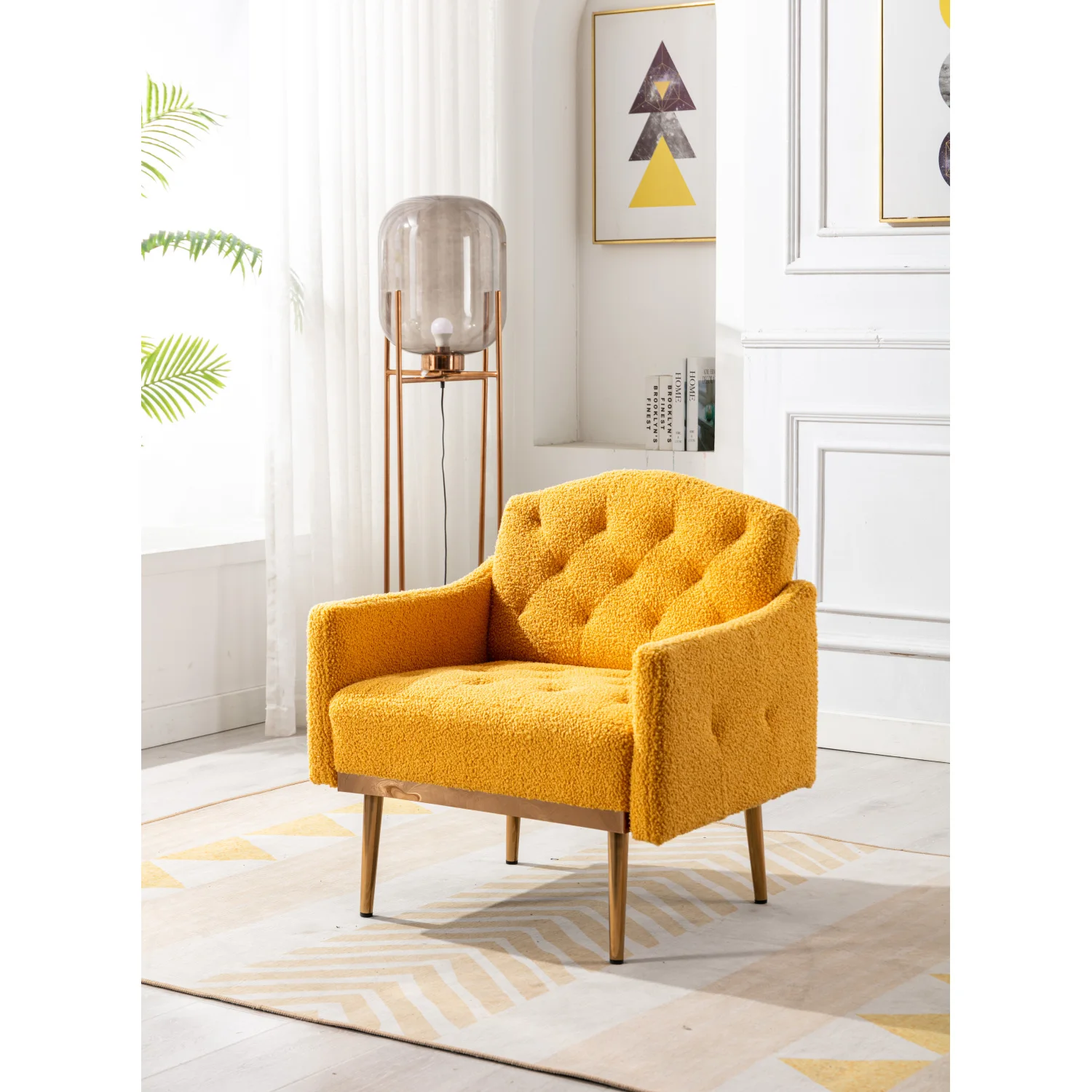 COOLMORE Accent Chair: Leisure Single Sofa with Rose Golden Feet