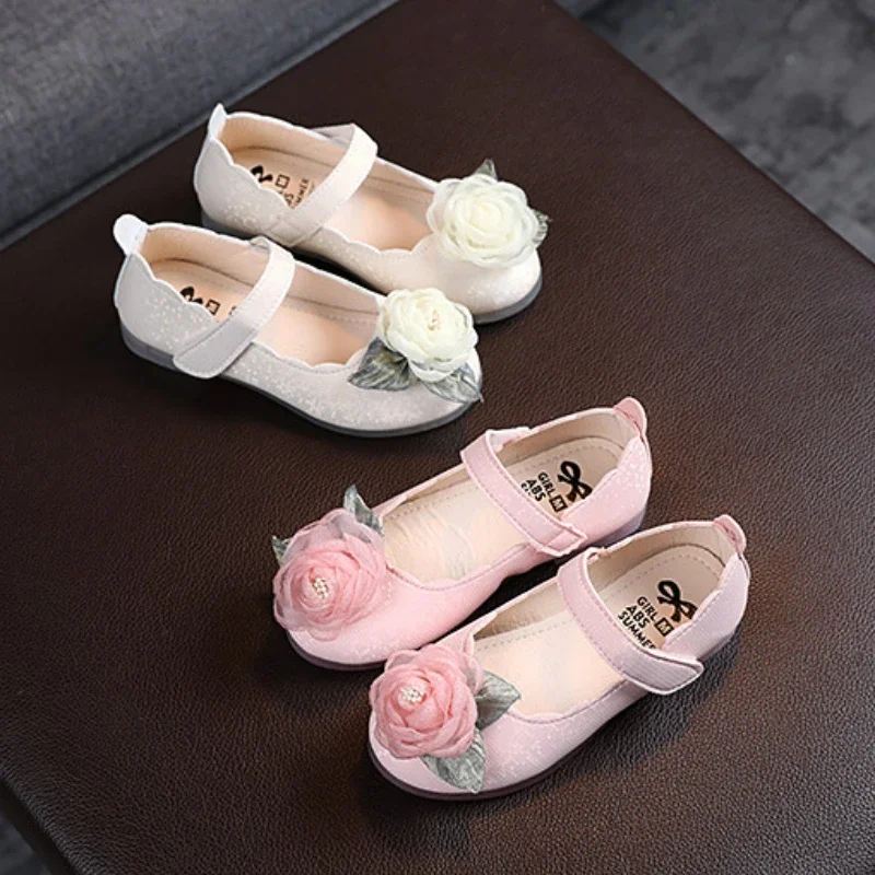 New Leather Shoes Spring Fashion Anti Slip Princess Shoe Soft Soles Comfort Lightweight Kids Shoes Elegant Exquisite Flat Sandal