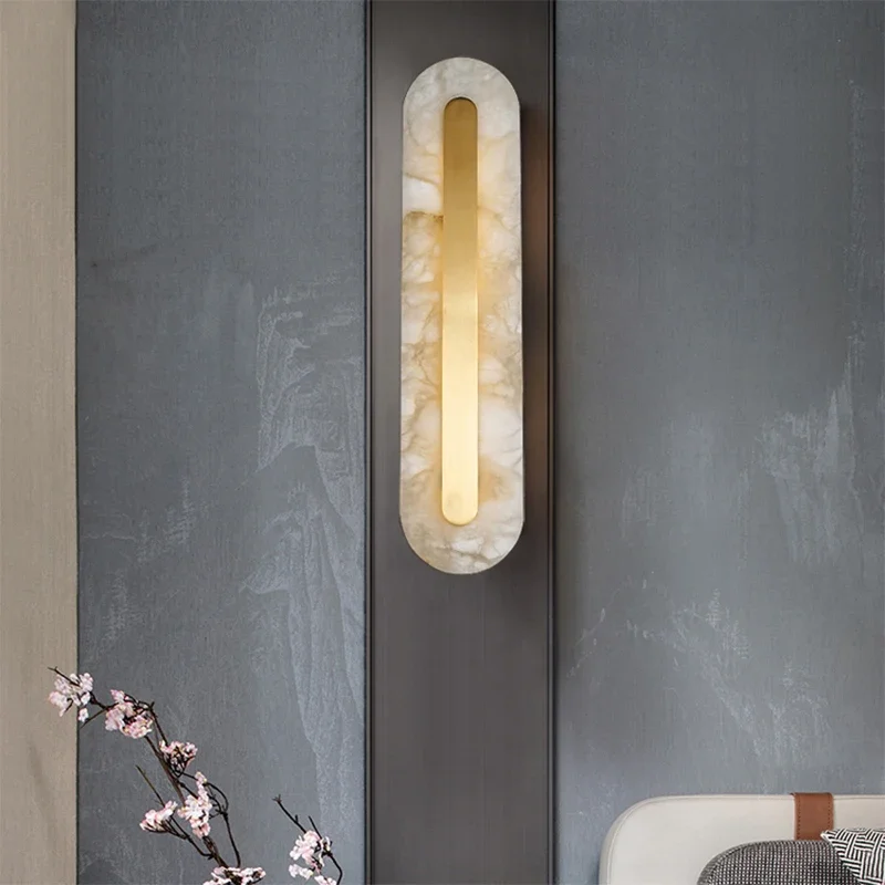 Artpad Gold Marble Wall Lamp for Living Room Hotel Staircase Hallway Bedroom Bedside Marble Interior Lights