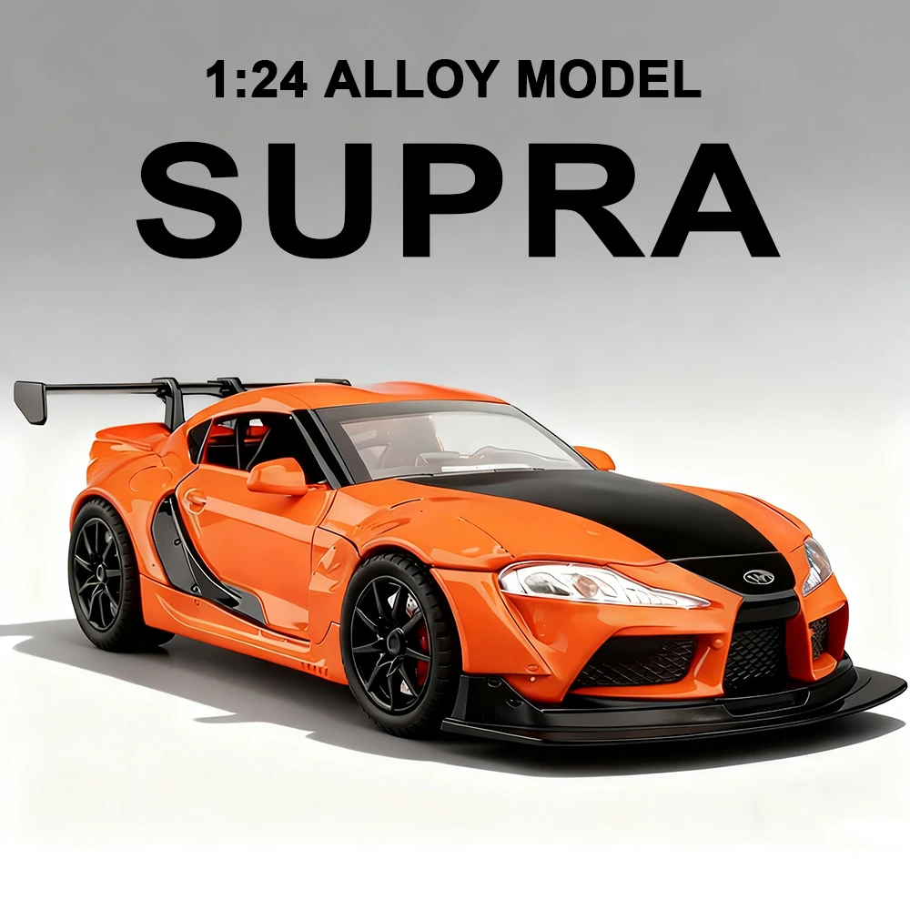 1:22 Supra GTR Alloy Diecasr Sports Car Model Toys 4 Doors Opened with Sound Light Pull Back Miniature Vehices Popular Ornaments