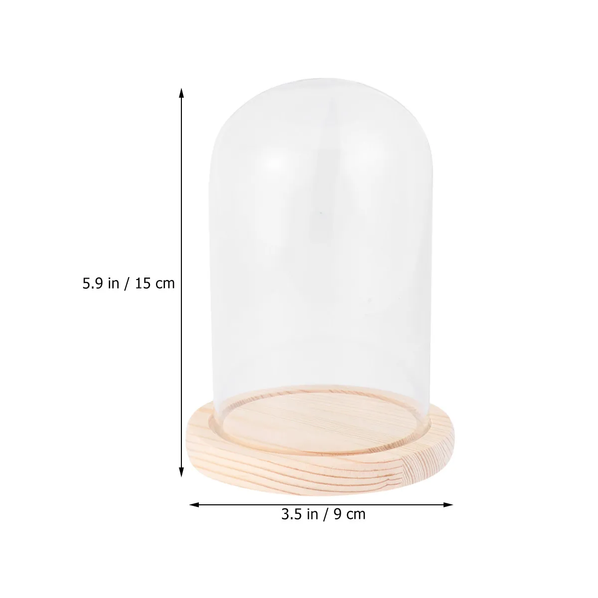 9x15cm Premium Glass Flower Dome with Solid Wood Base Transparent Dustproof Display Cover for Birthday Valentine