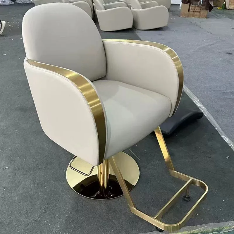 White Adjustable Swivel Modern Stainless Steels Fashionable Haircut Salon Chair Hair Salon Barber Chairs