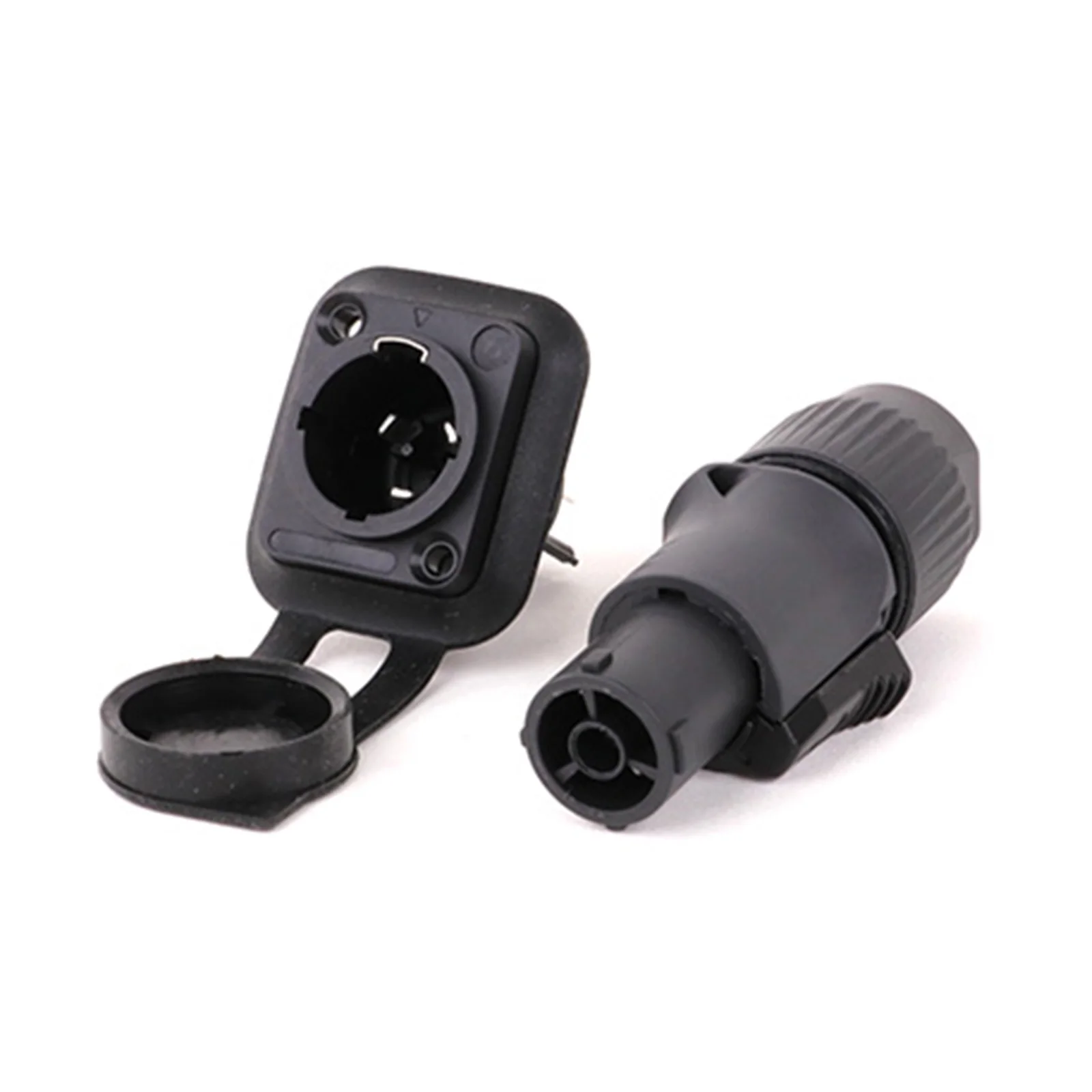 1set Full Black Waterproof Locking Powercon True Connector NAC3FX-W + PowerCon Chassis Connectors NAC3MPX or NAC3MX-W + NAC3FPX