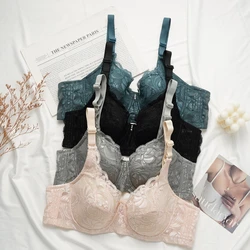 Full Cup Thin Underwear Push Up Bra Plus Size Adjustable Lace Women's Bra Underwire B C D Cup Large Size Lace Bras