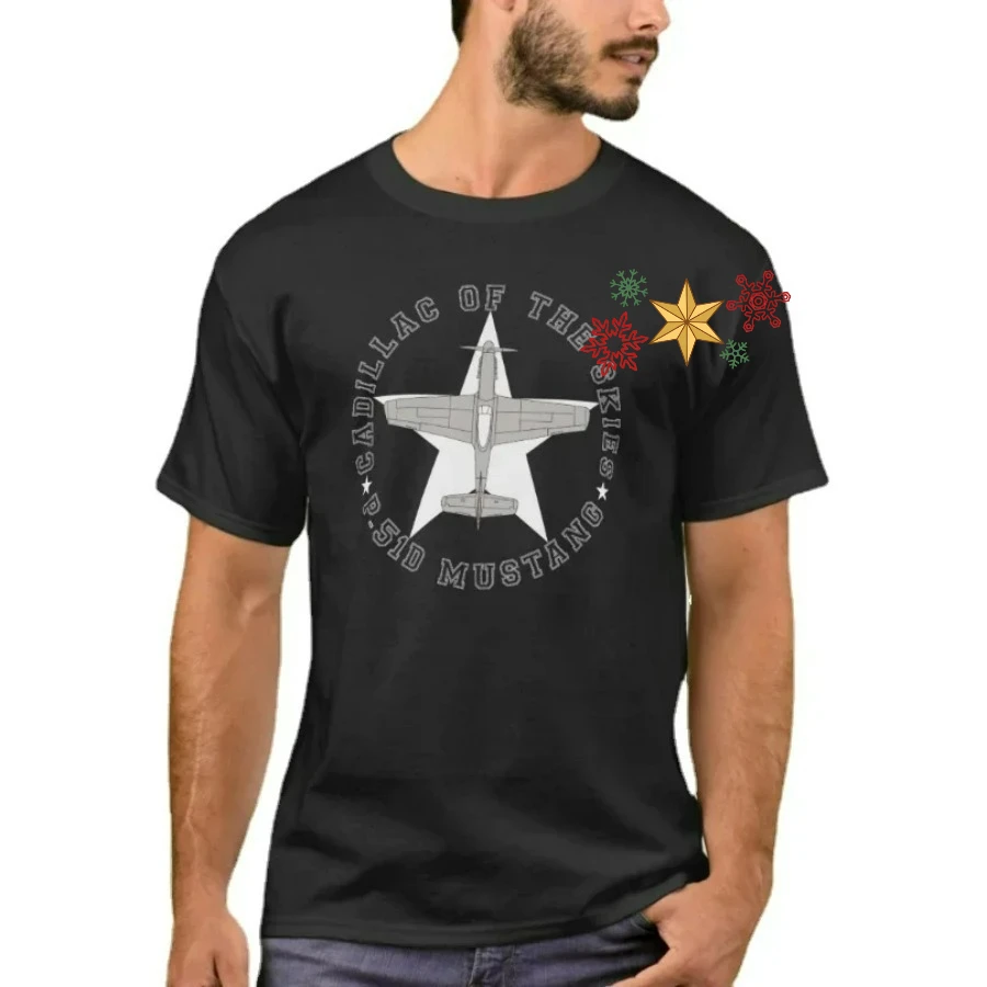 US Air Force P-51 Mustang Fighter Aircraft T-Shirt 100% Cotton O-Neck Summer Short Sleeve Casual Mens T-shirt Size S-3XL