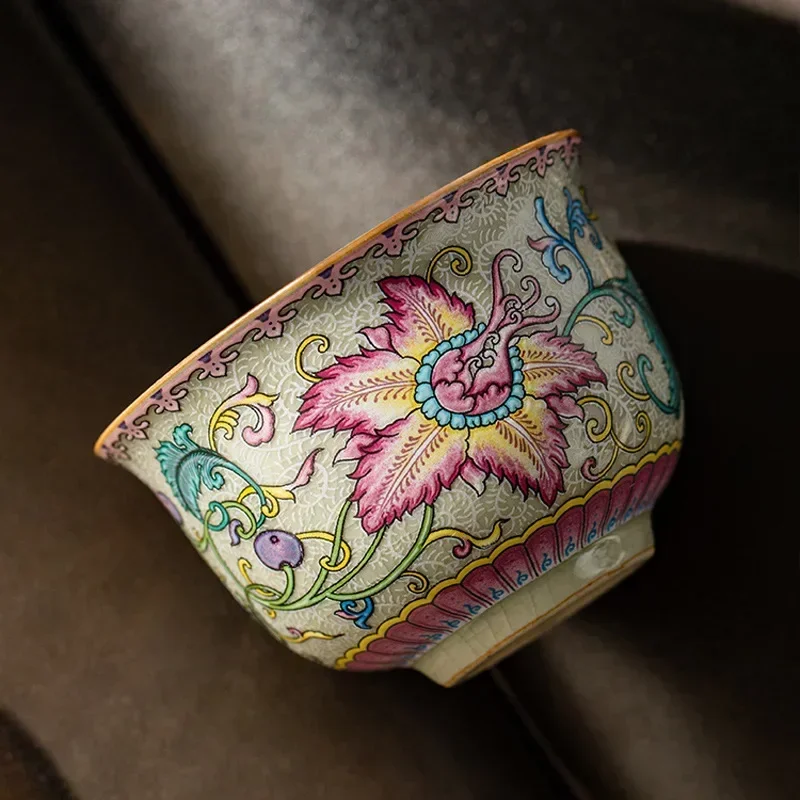 2 ชิ้น/ล็อต 65ml Teacup ทรัมเป็ตจีน Creeper เซรามิคเปิดถ้วยเครื่องปั้นดินเผาสวยถ้วยชุดถ้วยชา Teaware สําหรับชา