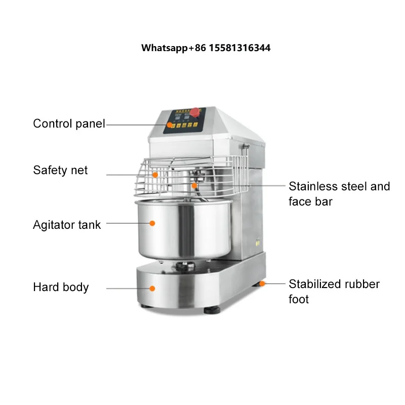 Commercial Spiral Dough Mixer Machine Stainless Steel 201 High Productivity Portable for Bakery Wheat Flour Corn