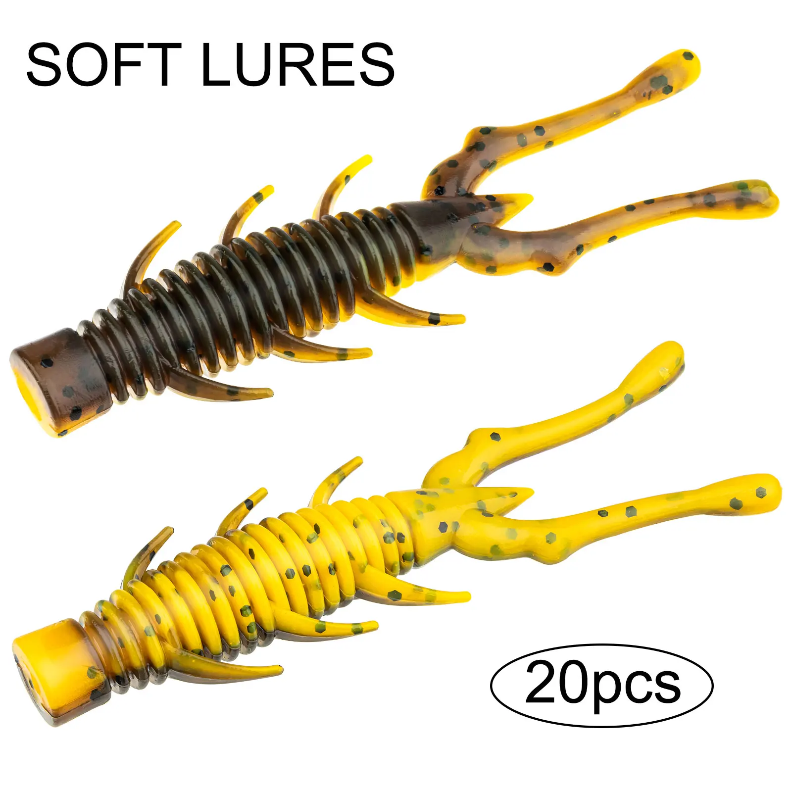 

20pcs Soft Lures 7.5cm Silicone Artificial Baits Colorful Simulated Shrimp Fishing Lures Soft Worms Freshwater Saltwater