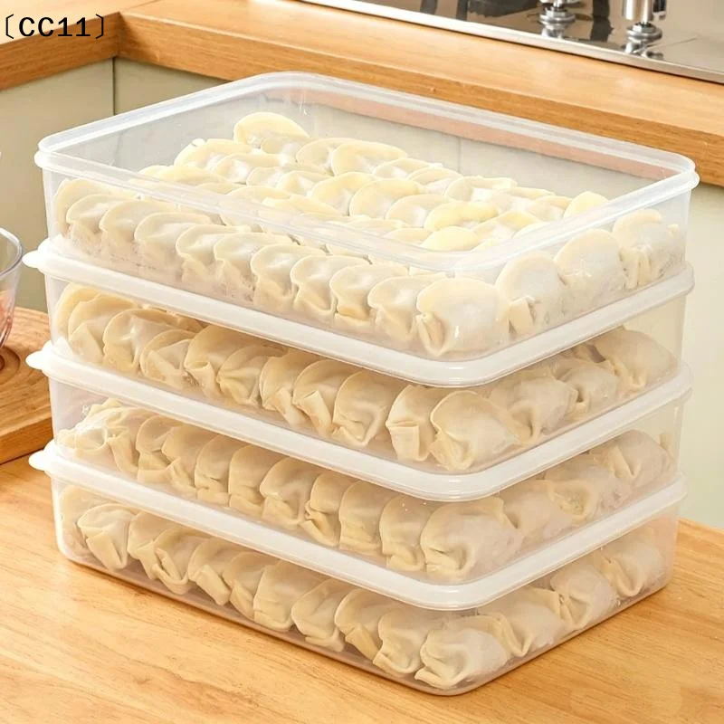 Stackable Clear Plastic Dumpling Storage Containers With Sealed Lids Multi Layer Design For  Freezer Food Organization〔CC11〕