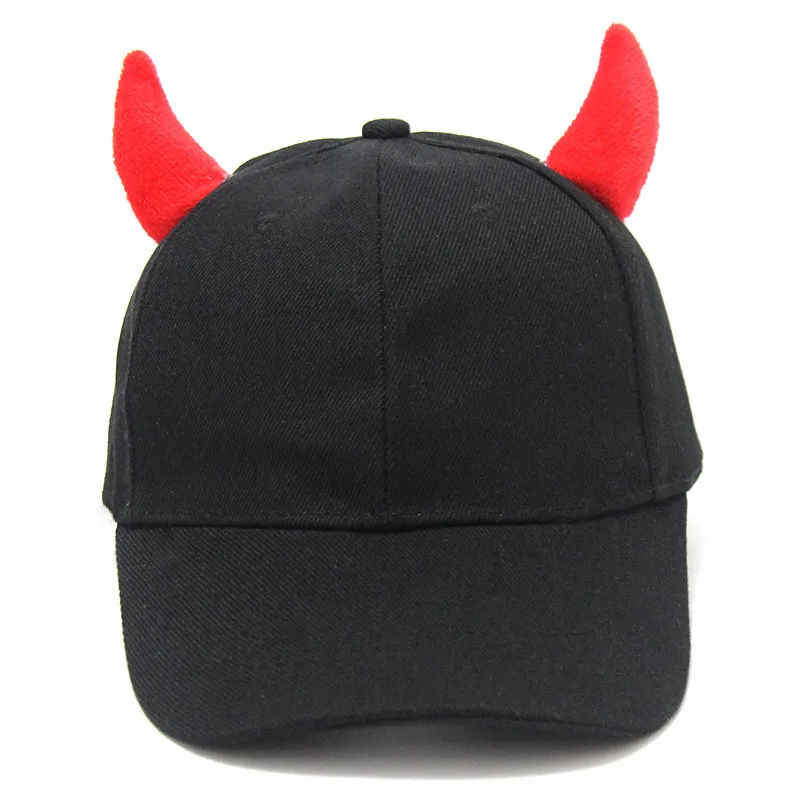 Halloween Novelty Devil Ox Horn Hip-Hop Baseball Cap Cosplay Sunscreen Holiday Party Snapback Funny Hat