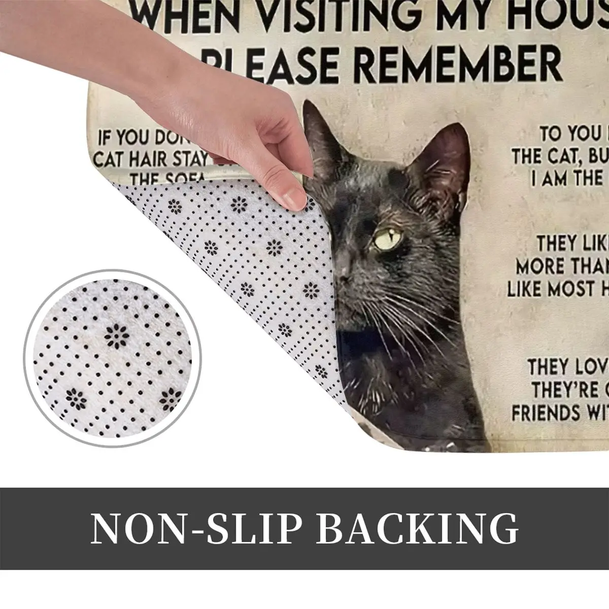 Cat Logo Art Remember When Visiting My Home Anti-slip Doormat Floor Mat Carpet Rug for Kitchen Entrance Home Balcony Footpad Mat