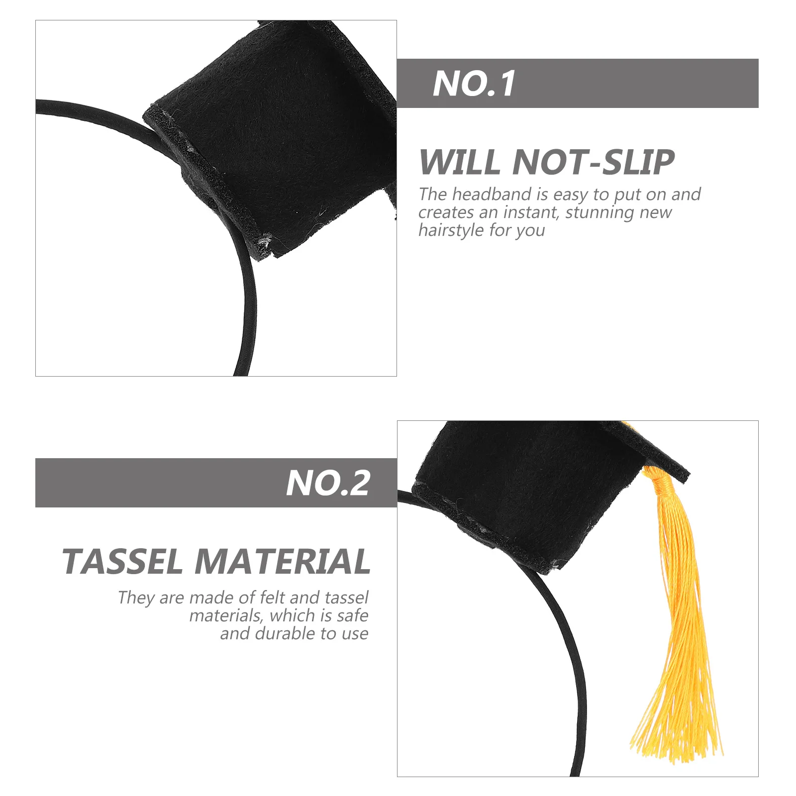

Tassel Doctoral Hat Headband High Grade Felt Graduation Party Hair Decor Grad Hairband Mini Hat Headdress Hair Styling Tool