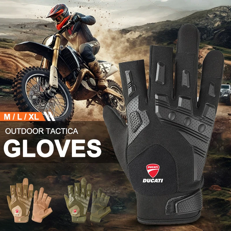Three Fingers Motor Gloves Outdoor Vintage Anti-Slip Racing Finger Mittens For DUCATI Monster 950 939 821 SP 1100 696 595 797 view 3