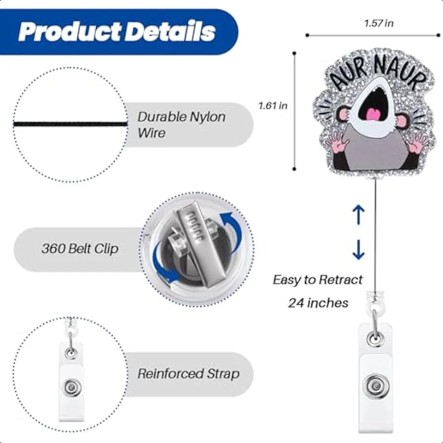 AUR Naur مضحك شارة بكرة لطيف بوسوم RN شارة الأصدقاء Peds ID اسم العمل شارة حامل مع ملحقات كليب قابل للسحب ل LPN