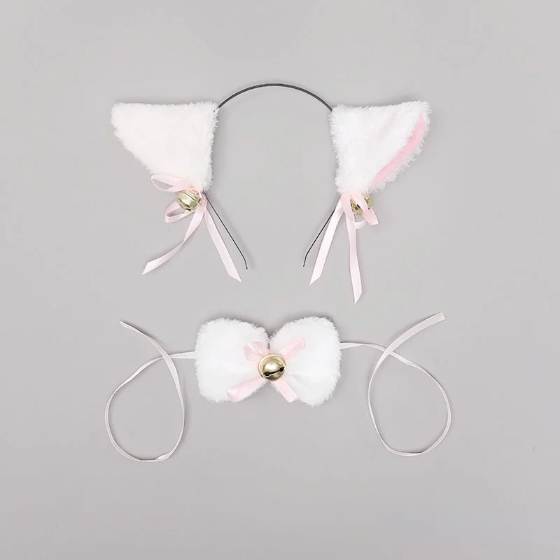 Frauen Mädchen Fuchs Katze Ohr Stirnband Band Glocke Schwanz Kragen Lolita Plüsch Pelzigen Party Haar Bands Anime Kostüm Halloween Weihnachten