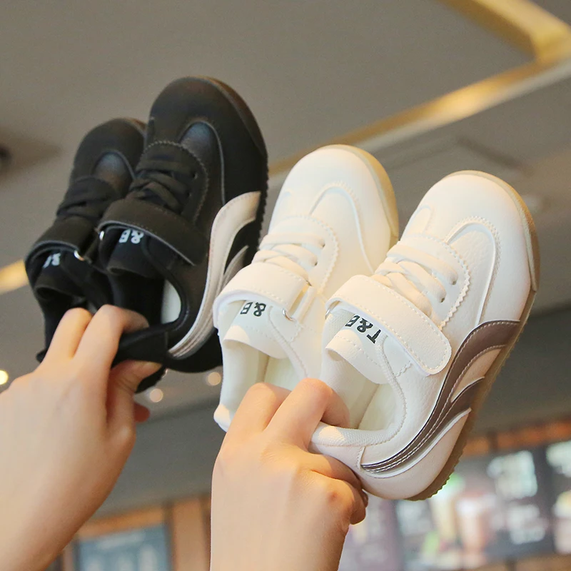 

Модные спортивные кроссовки из искусственной кожи, эргономичные, повседневные, с мягкой подошвой, весенние детские кроссовки для мальчиков и девочек, теннисные туфли