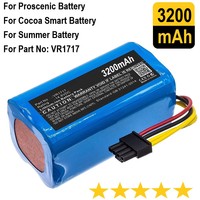 New 14.8V 2600mAh Battery For Proscenic Cocoa Smart 780T,790T,Summer P1S P2S,Jazz,Kaka Robot Vacuum Cleaner Rechargeable VR1717