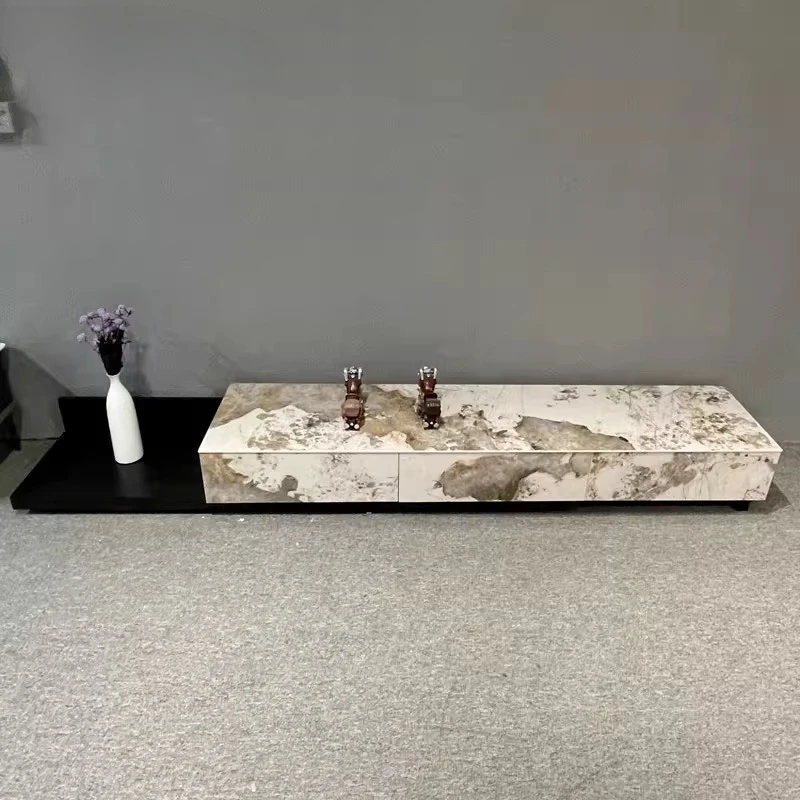 

Italian Style Light Luxury Rock Board TV Cabinet Small Apartment Living Room Modern Minimalist Customizable TV Floor Cabinet