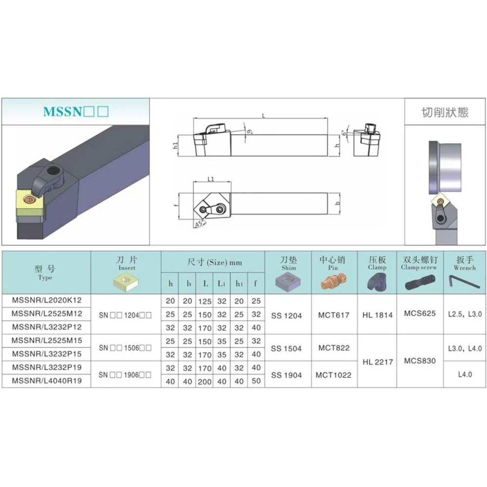 HENGXIN الخارجية تحول أدوات حامل MSSNR MSSNL 1616H12 MSSNR3232P19 كربيد إدراج آلة رغوة باستخدام الحاسب الآلي بار طقم أدوات القطع #6