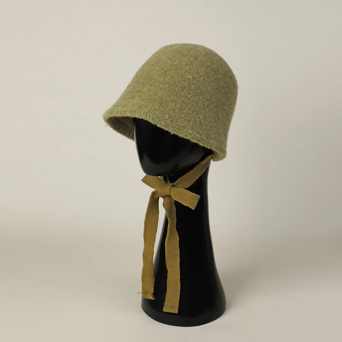 Mustard Yellow Green Winter Women Wool Blend Fisherman Bucket Hat with Tie‑Up Ear Flaps Soft Face‑Slim Warm Winter Wool Hat
