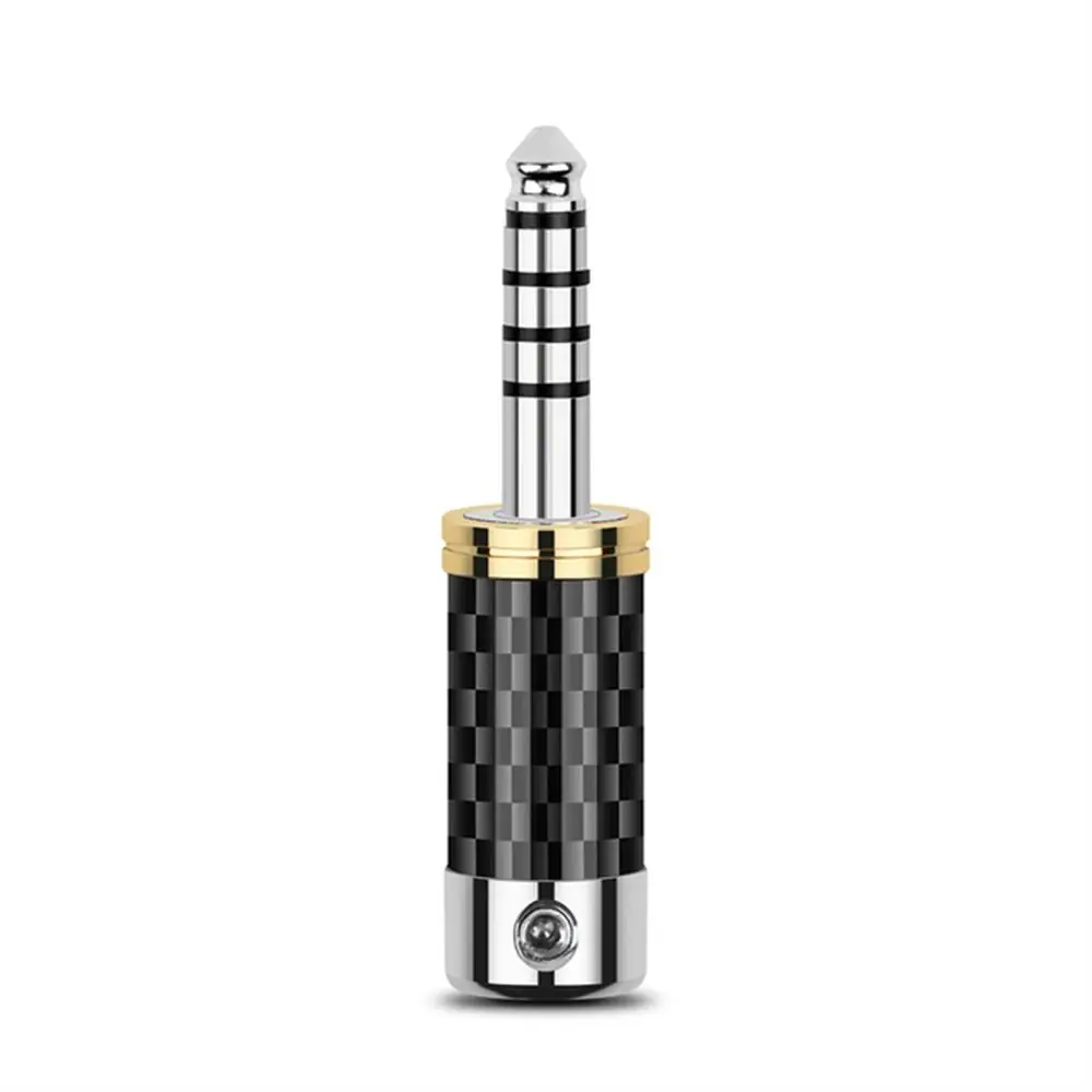 Plug Microphone Cable Connector Rhodium Plated 5 Poles Stereo Jack Balanced Adapter 4.4mm 5 Pole Male Carbon Fiber Audio Jack