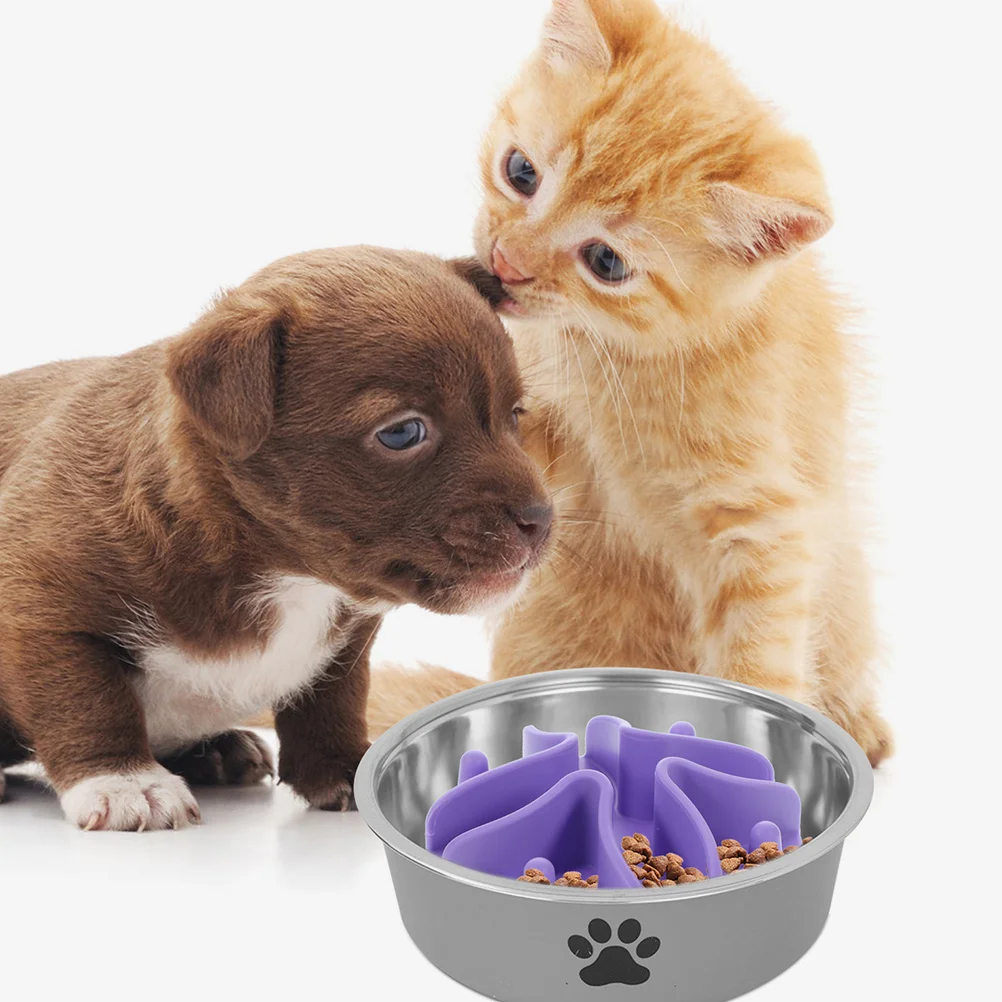 

Slow Feeder Dog Bowl Insert Soft Food Safe Silicone Slow Eating Mat Anti-Choking Non-Slip Pet Feeding Bowl Insert for Household