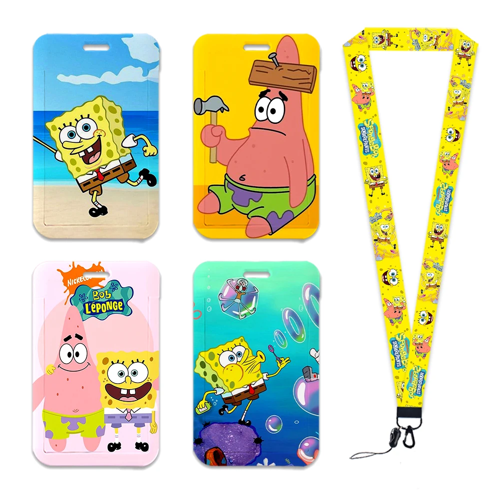Japanese Baby Bob Work Card Holder Sponge Vertical Style Student ID Badge Lanyard Holder Popular Cartoon