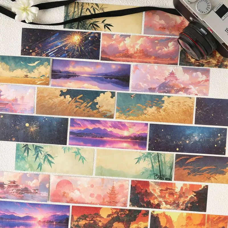 30pcs/lot Mountain Sea Landscape Collage Stickers, Wide Scene Ornaments for Scrapbook Craft Supplies