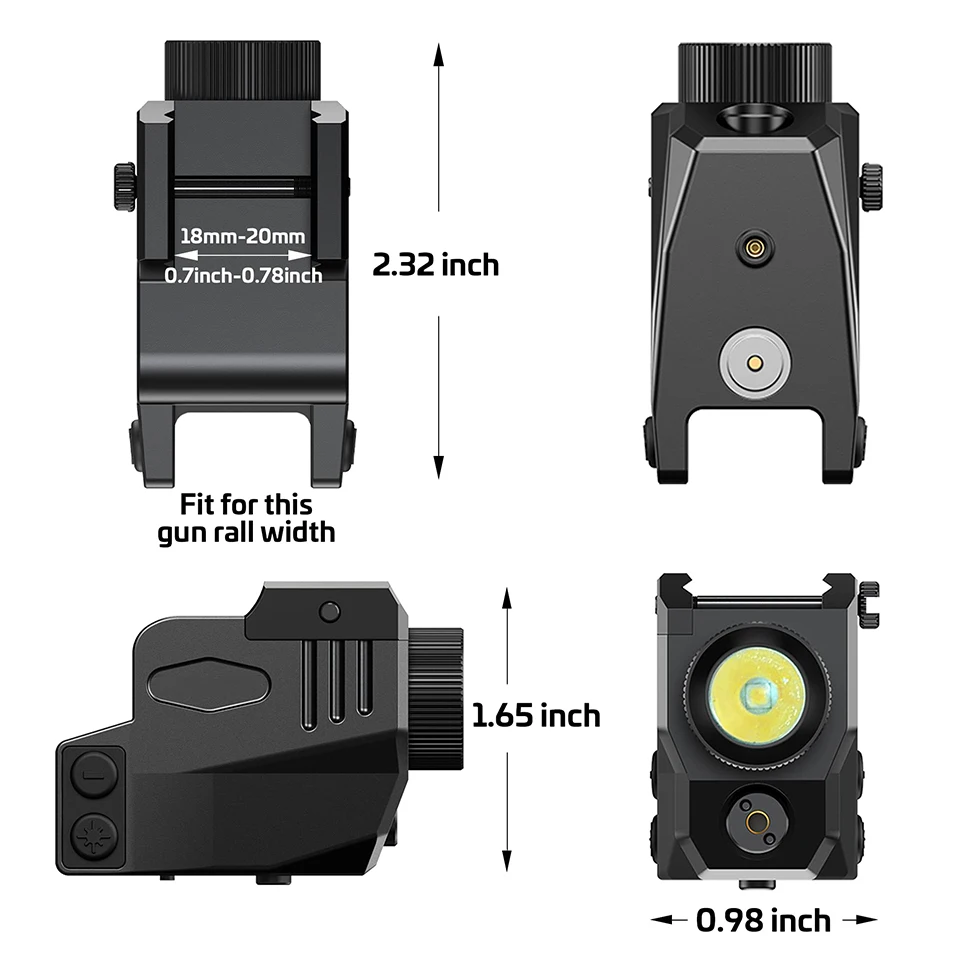 Imagem -04 - Magnético Carregamento Red Dot Sight Laser Gun Luz Tática Função Estroboscópica Lanterna Picatinny Glock19 Acessórios