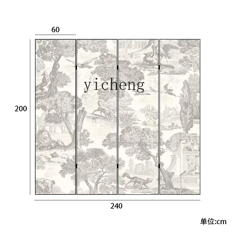 

XL partition living room folding mobile bedroom blocking sofa bedside background decoration retro