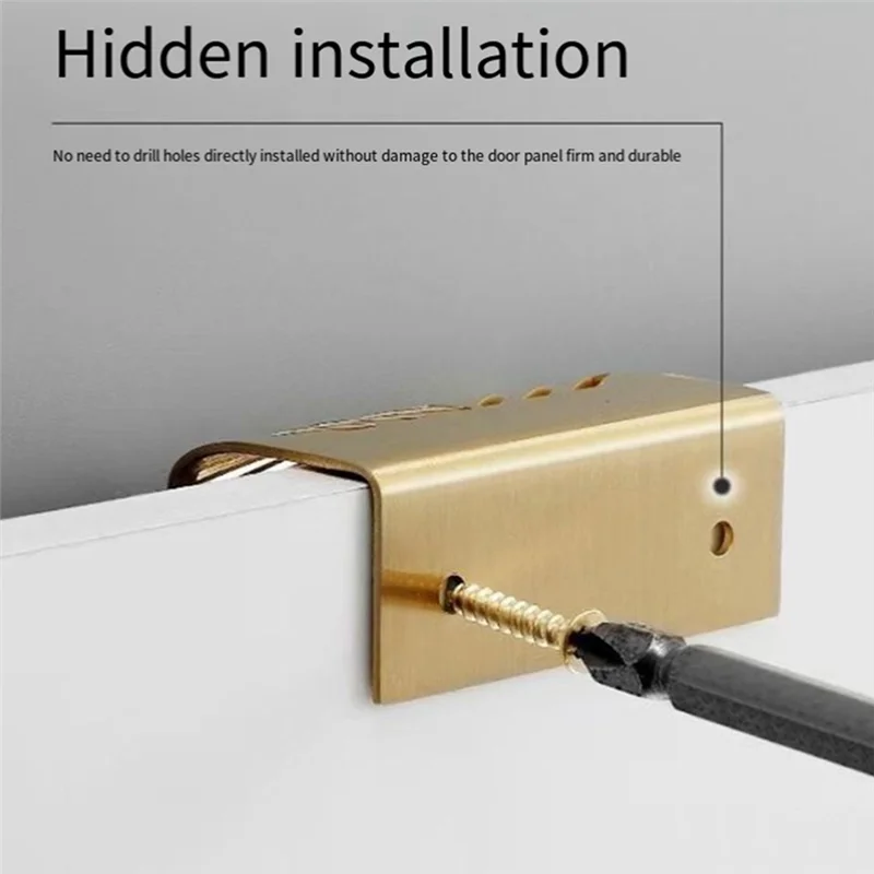 【Rushed】Brass Medicine Cabinet Solid Invisible Handle Wardrobe Cabinet Furniture Modern Simple  Door Handle