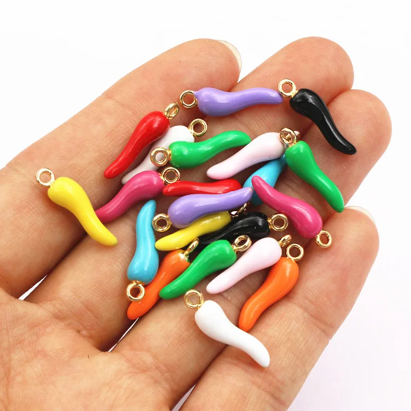 20pcs 19x5.5mm Enamel Chili Pepper Charms Pendant Multi Colors For DIY Jewelry Making Earrings Keychain Pendants Craft Findings