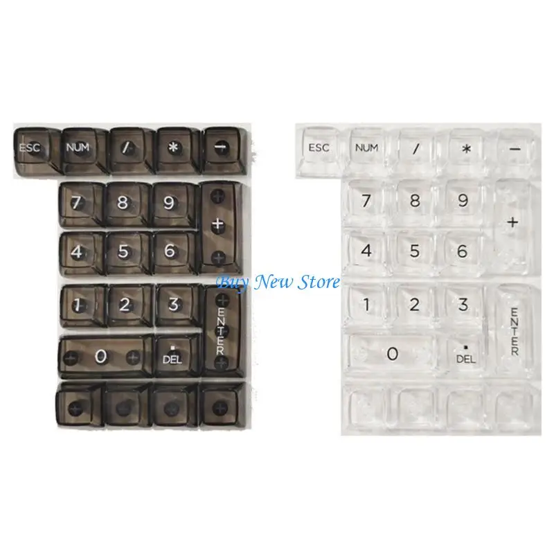 

20CE 22keys Ice Crystal Clearly Keycaps Effortless Setups Keycaps for Numeric Keyboard Keyboard Customization Keycaps