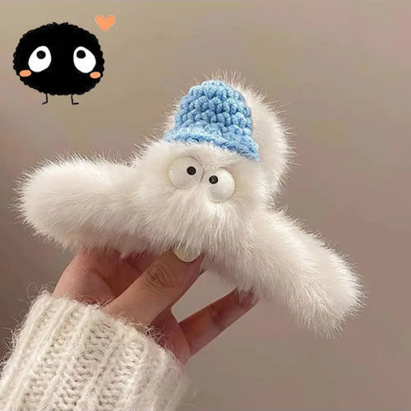 1pc Autumn and winter plush hair clip for women, cute and funny with big eyes, simple plush clip for hair issuance