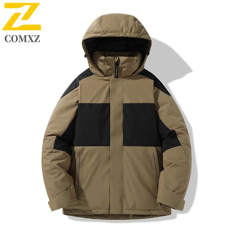 COMXZ Mantel Katun Berkualitas Tinggi Pria Musim Dingin Baru Trendi Longgar Ukuran Besar Kasual Tebal Hangat Jaket Ringan Tahan Angin Berlapis