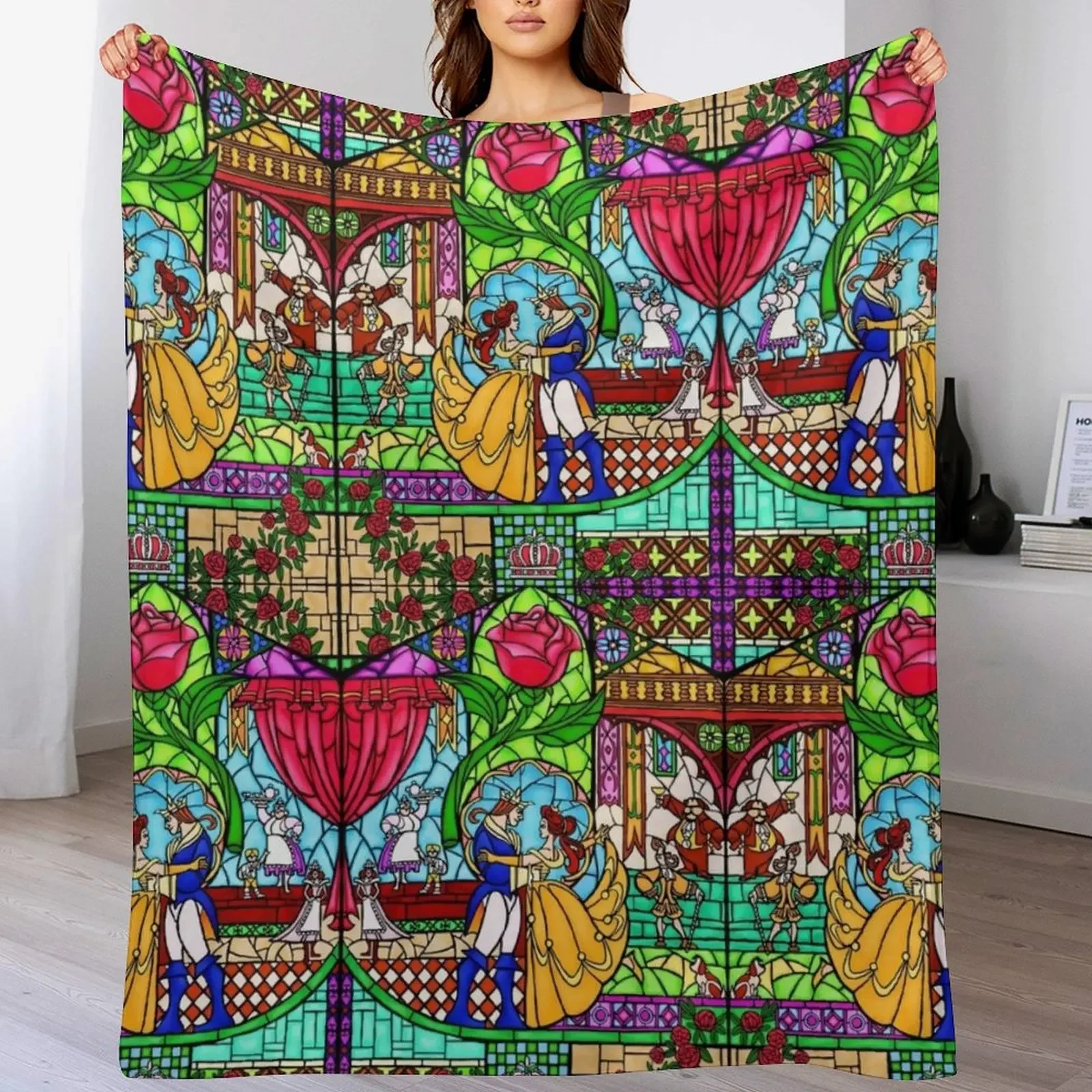 Patterns of the Stained Glass Window Throw Blanket Heavy Decorative Sofa Cute Plaid Hair Blankets