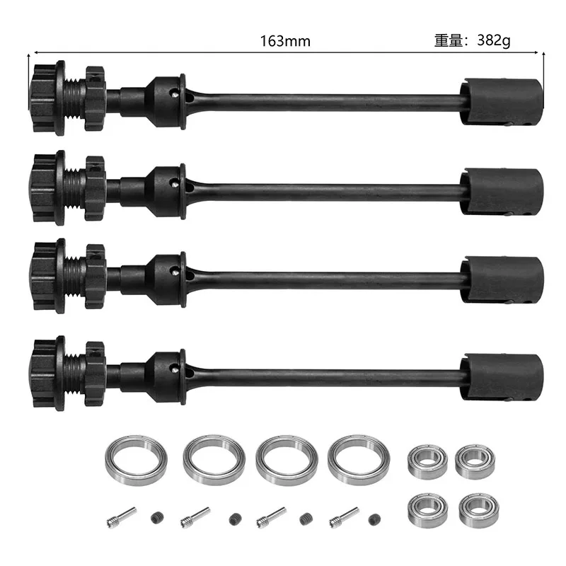 RC 4pcs WideMaxx Steel Extended Drive Shaft CVD with Splined Wheel Hex 8996X for 1/10 Traxxas MAXX WideMaxx RC Car Upgrade Parts