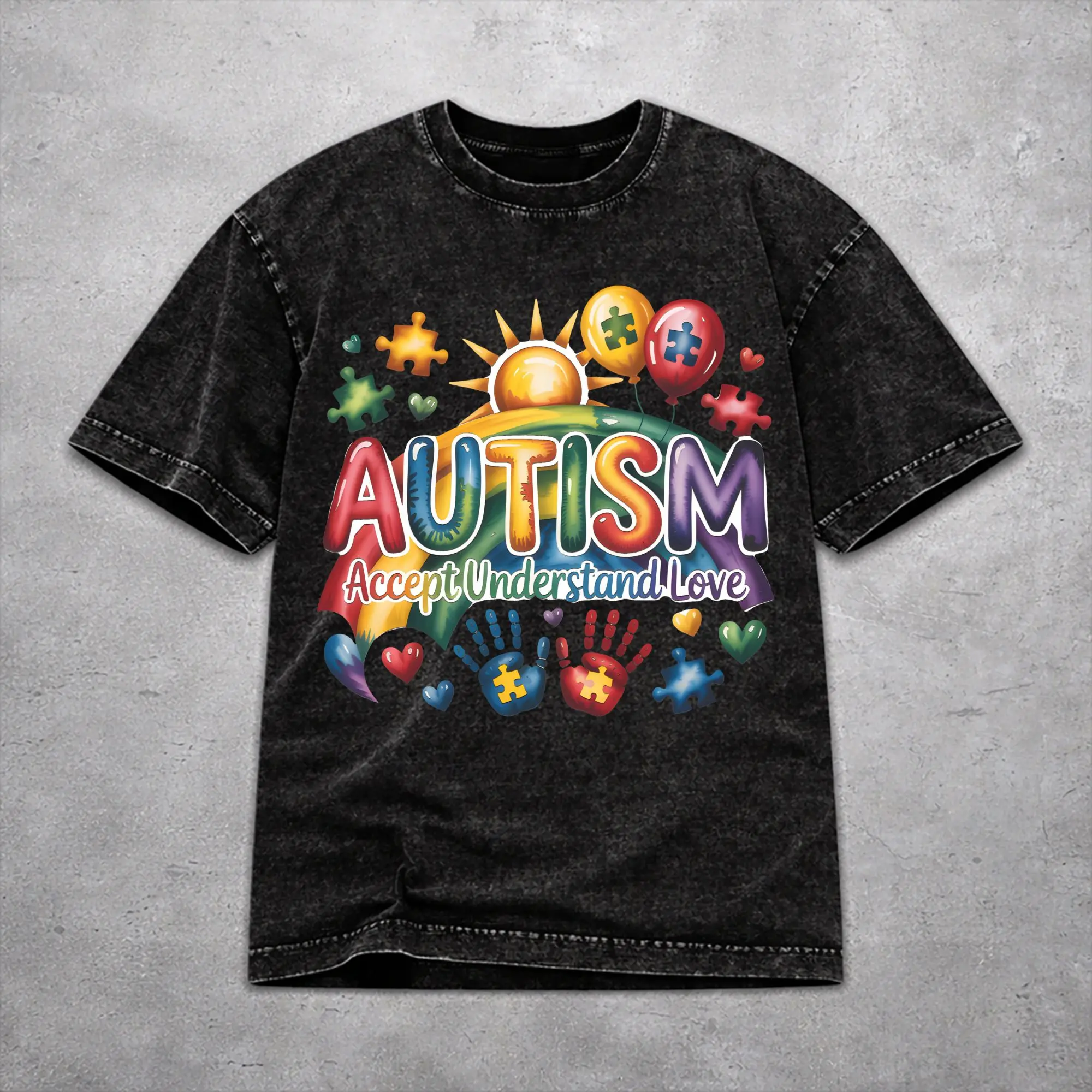 Women Men Autism Awareness Respect Love Support  T Shirt Graphic Printed Washed Cotton  Retro Outfit Tees