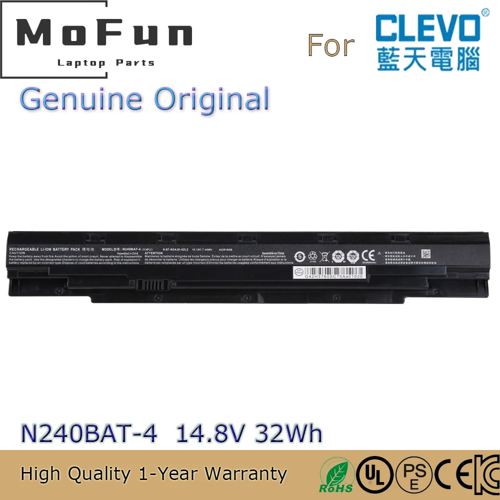 

Brand New Original N240BAT-4 14.8V 32Wh Laptop Battery for Clevo N240JU N250LU N250JU N240BU SAGER NP3240