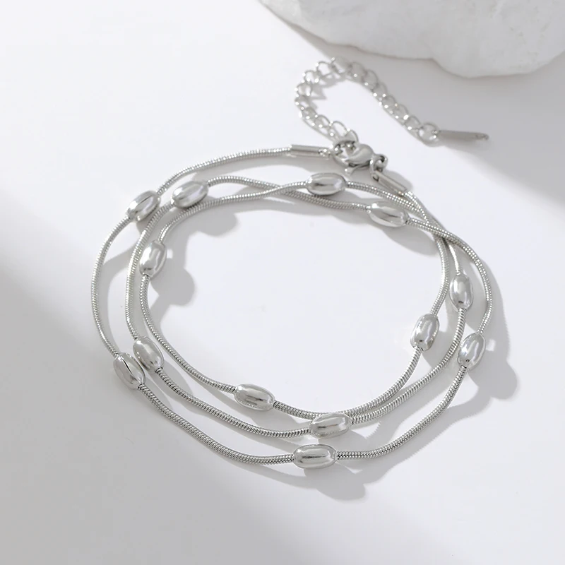 EILIECK 316L Edelstahl Mehrschichtiges Halsketten-Armband-Set für Damen, Trendiger Wasserdichter Silberfarbener Schmuck, Urlaubsgeschenk – Detail 13